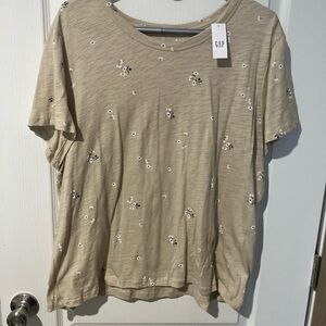 GAP Women's Tan Floral Short Sleeve Tee